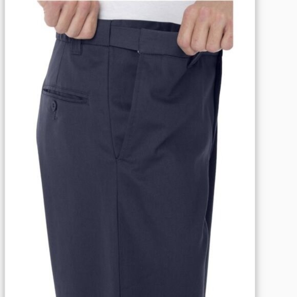 KingSize Mens Navy Big & Tall Expandable Waist Pants 54x34 Cotton - Picture 1 of 10